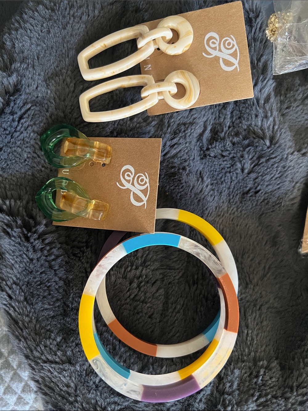 Retro bundle! Colorblock Resin Bangles + Mixed Resin Earrings Set